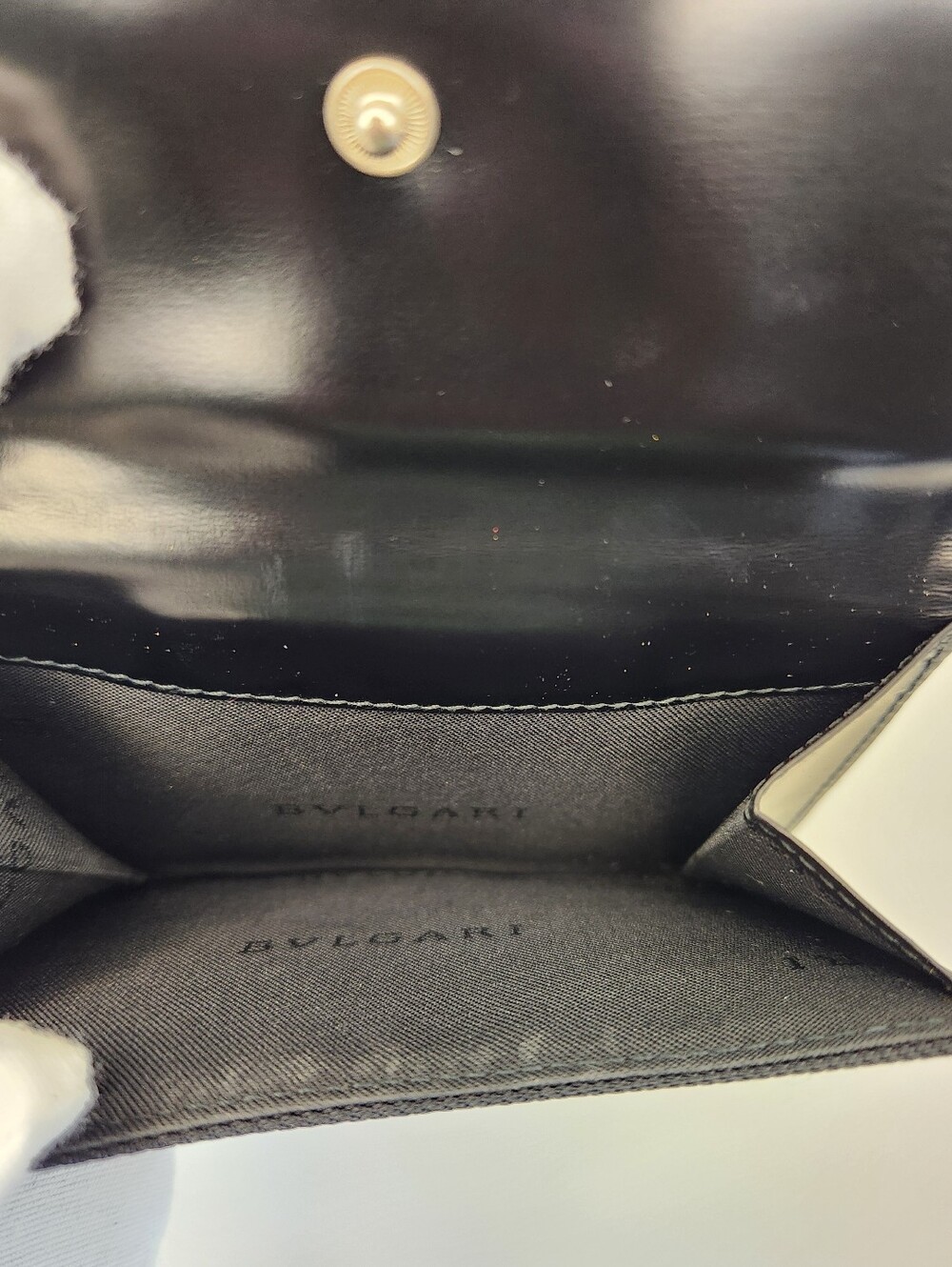 Bulgari Black Leather Compact Wallet View 6